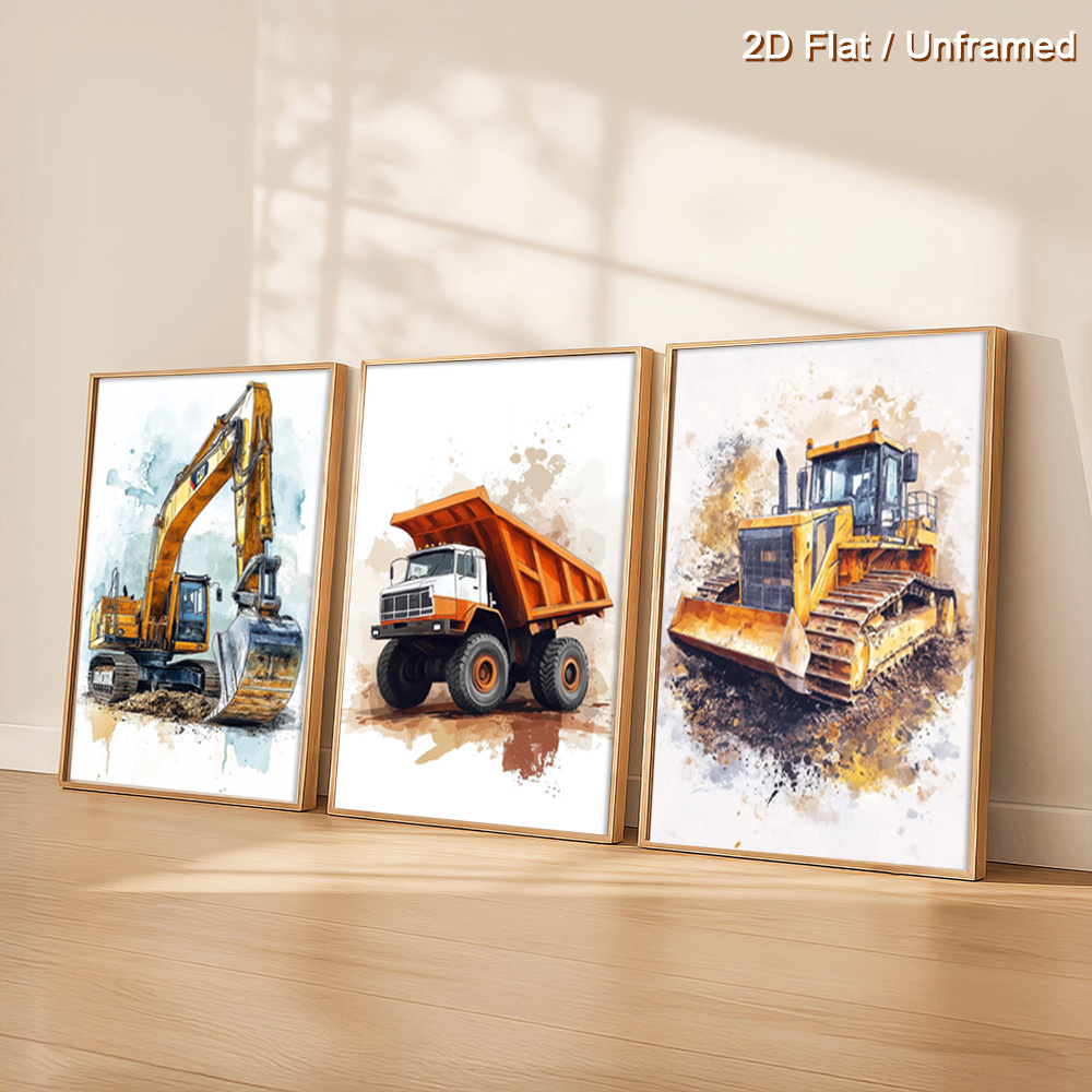 Heavy Equipment Landscaping - （Noframe 3PCS)-2D Flat, 2D Flat, Set