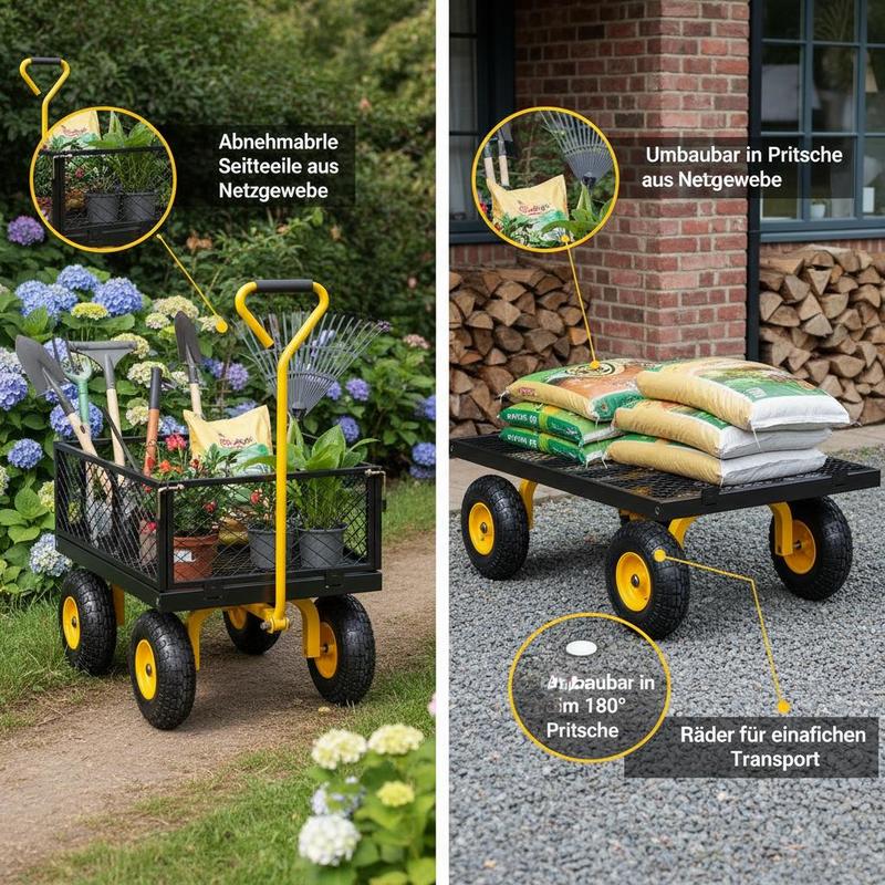 Steel Garden Cart 900 Lbs For  - Heavy Equipment Tires 评论和价格