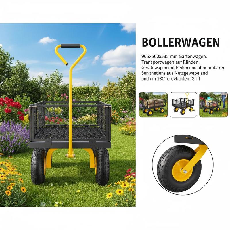 Steel Garden Cart 900 Lbs For  - Heavy Equipment Tires 评论和价格
