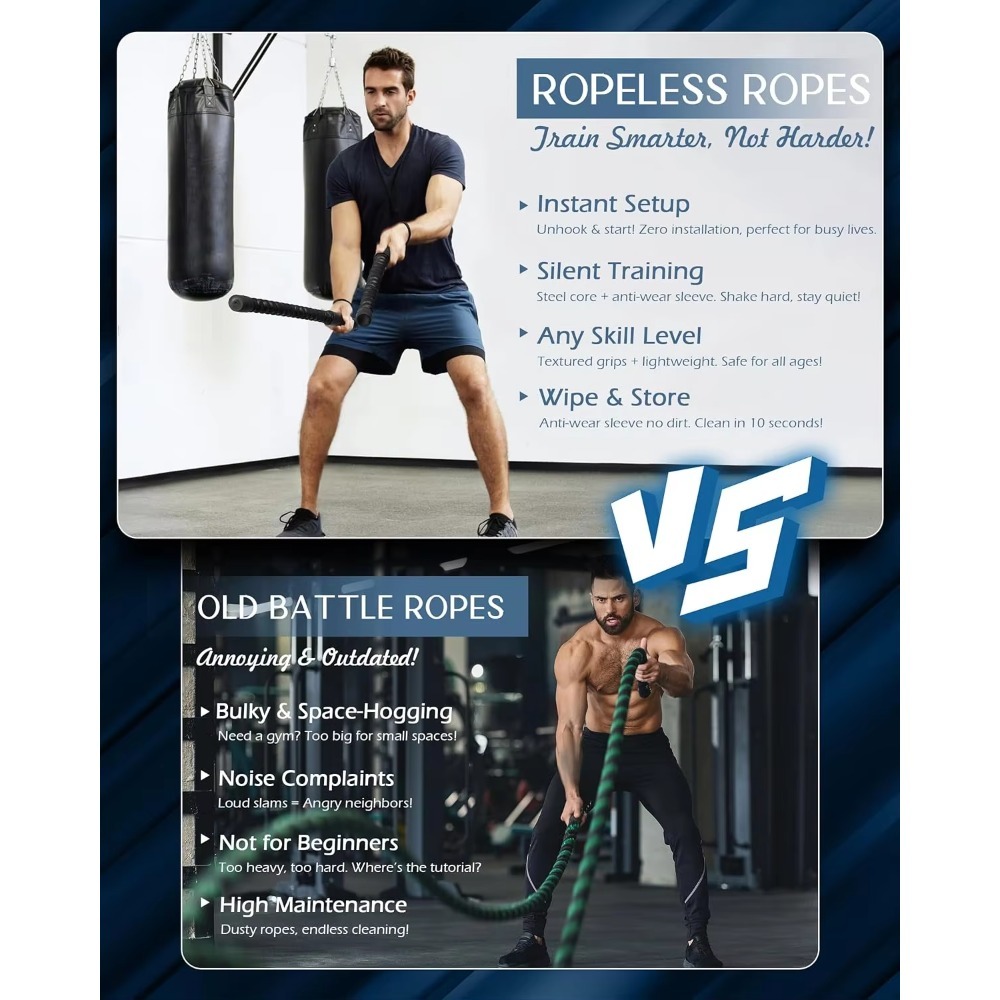 Ropeless Battle Ropes for Home - Heavy Equipment Training 评论和价格