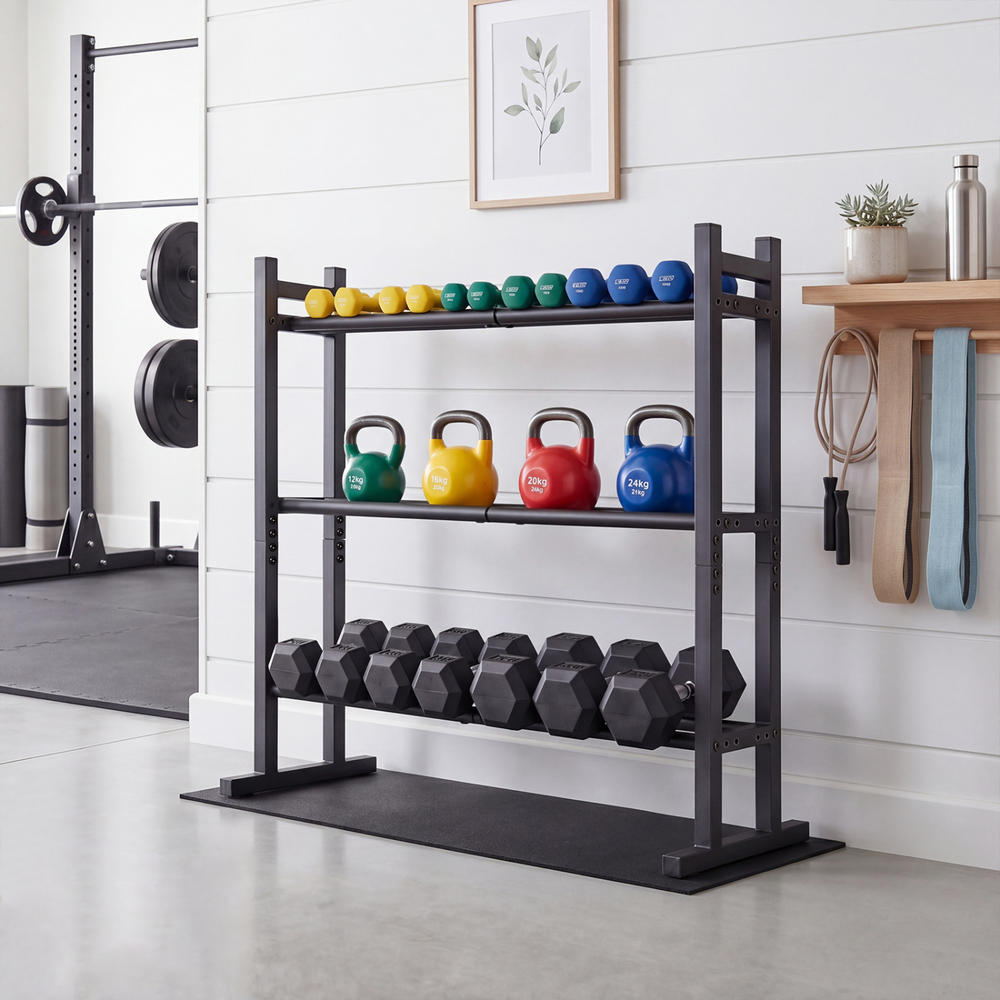 Heavy Duty 3-Tier Dumbbell Rac - Heavy Equipment Training 评论和价格