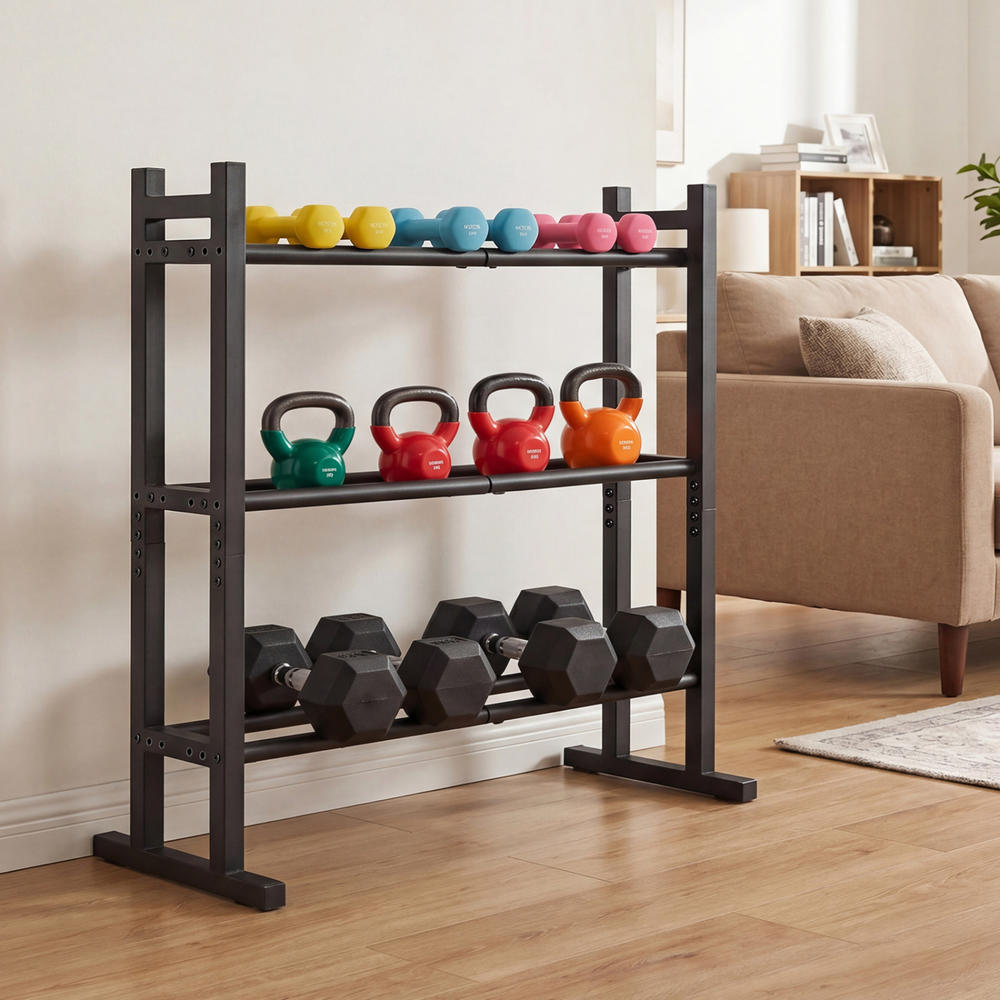 Heavy Duty 3-Tier Dumbbell Rac - Heavy Equipment Training 评论和价格